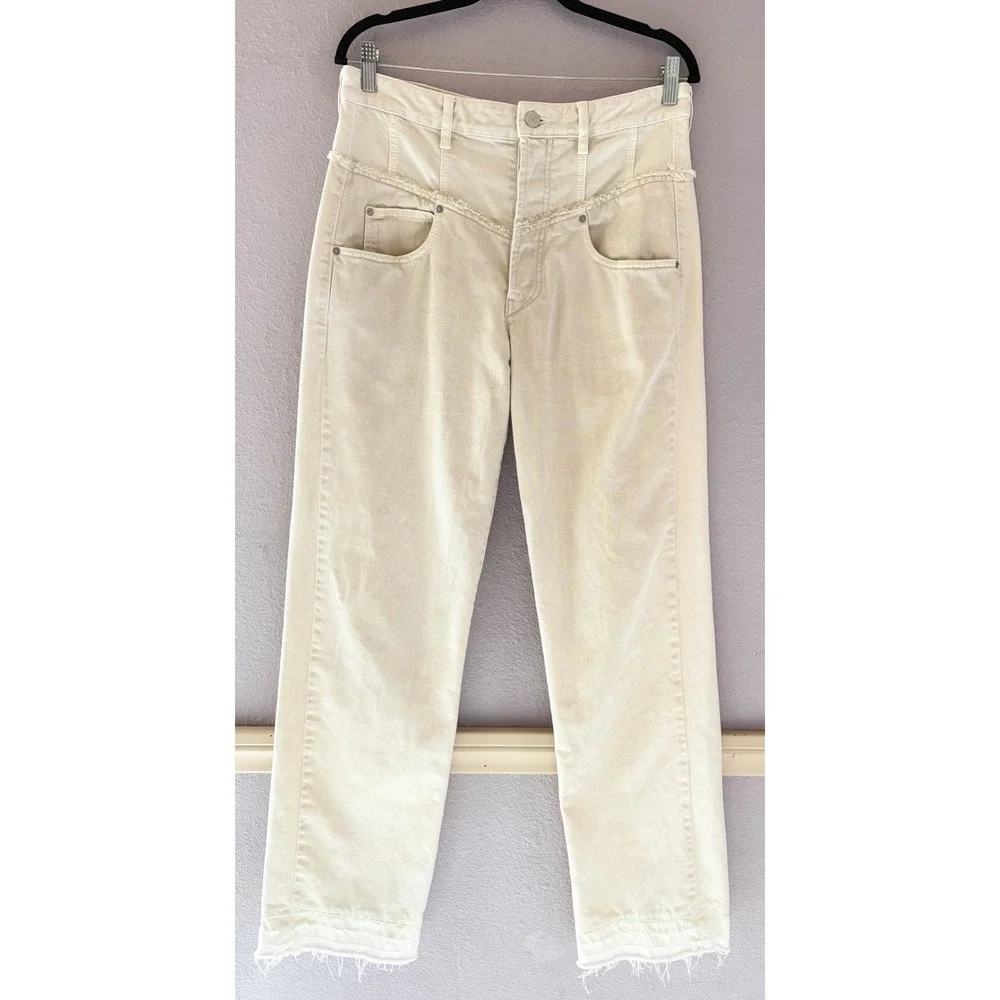 Isabel Marant Noemie Two Tone Denim Jeans High Rise Straight Leg Jeans Size‎ 40
